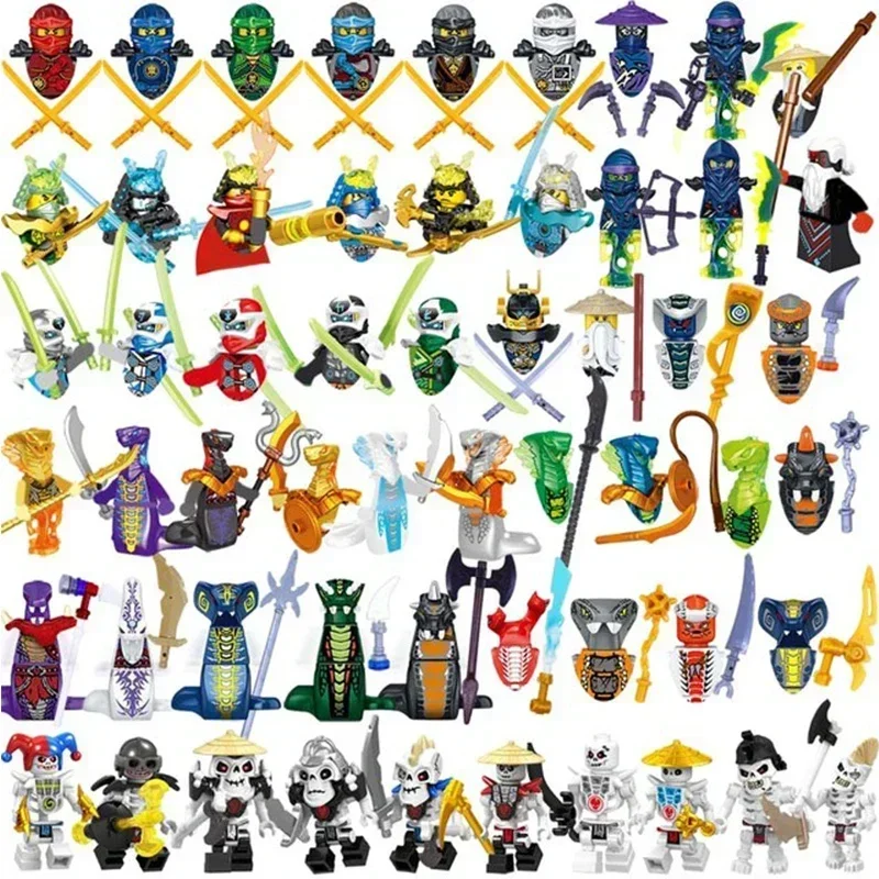 24 pièces personnages d'anime figurines Ninja Garmadon Jay Lloyd Samukai Cole Harumi Ultra Violet Pyro serpent blocs de construction jouets pour enfants