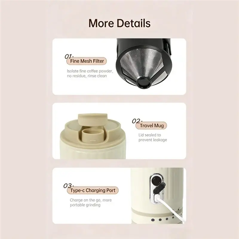NEW!A61I One Key Operation Mini Coffee Maker Portable Electric Espresso Coffee Machine Mini Grinder Cup For Travel Offices Home