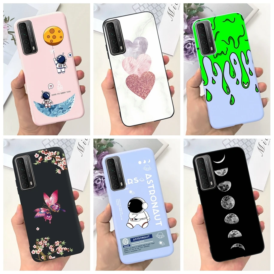 For Huawei P smart 2021 Case Cute Astronaut Shockproof Silicone Covers For Huawei Y7a PSmart 2021 PPA-LX1 PPA-LX2 PPA-LX3 Bumper