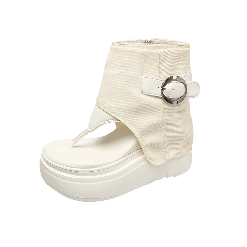 

Женские ботинки в римском стиле, увеличенные 8 см манжеты на платформе, туфли-лодочки на толстой подошве, новые летние винтажные сандалии небольшого размера с носком