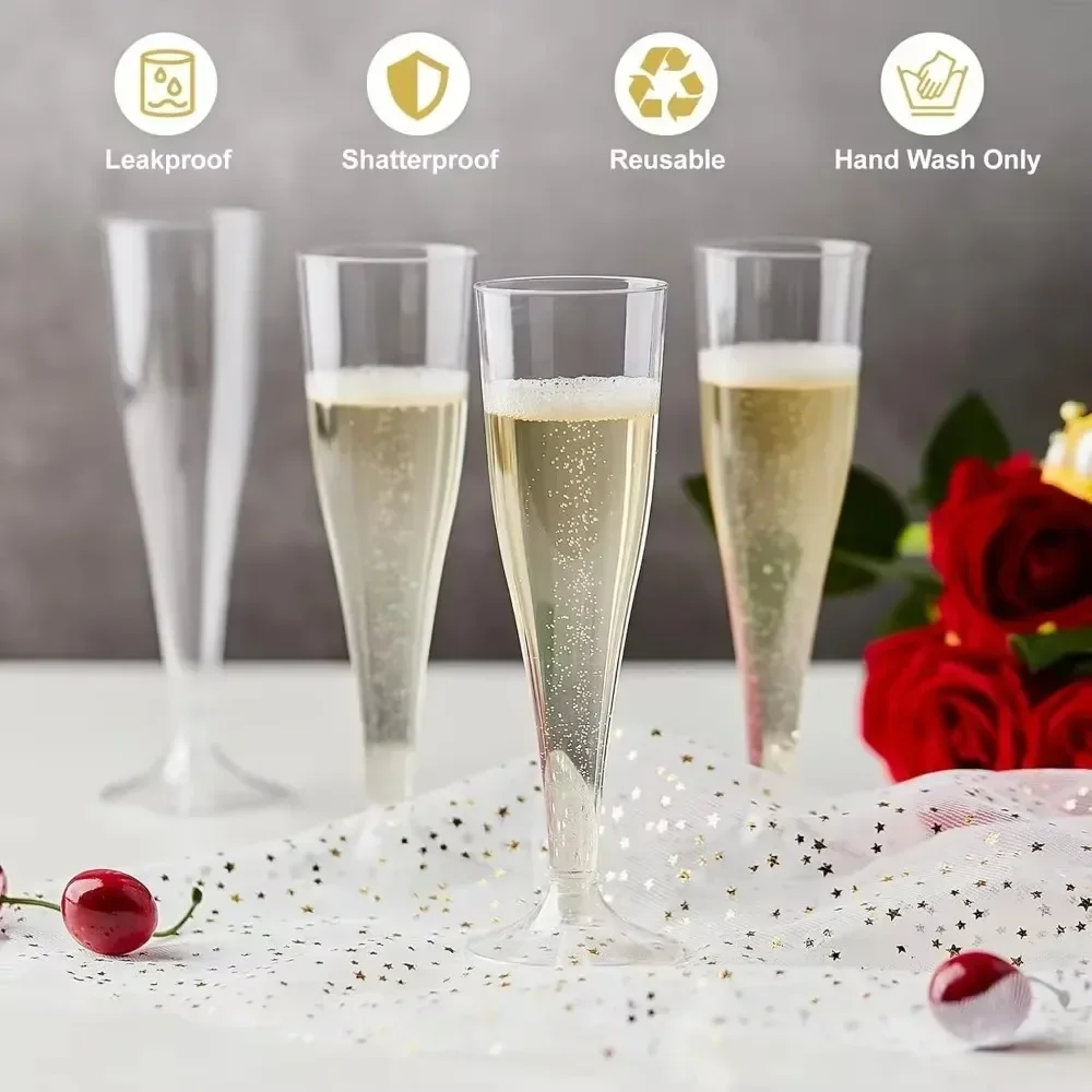 150ml Clear Plastic Champagne Flutes Cup Shatterproof Recyclable Disposable Goblet for Toasting Party Wedding Bar Supplies