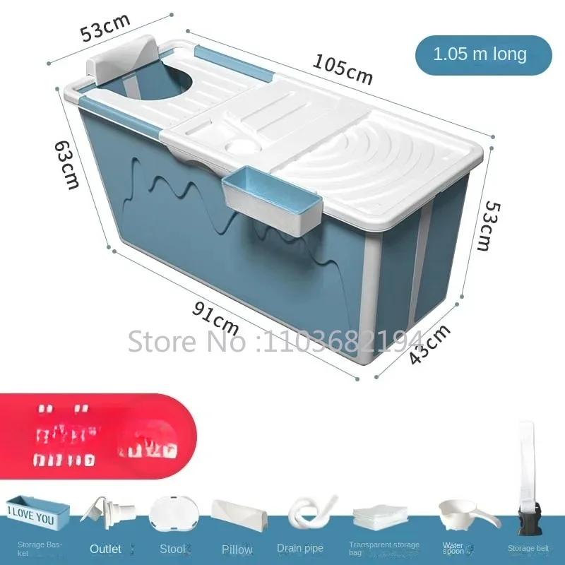 Folding Portable Bathtub Long-term Temperature Bath Basin Stable Load-bearing Bathroom Barrel Sliding Bath Cover Bath Bucket