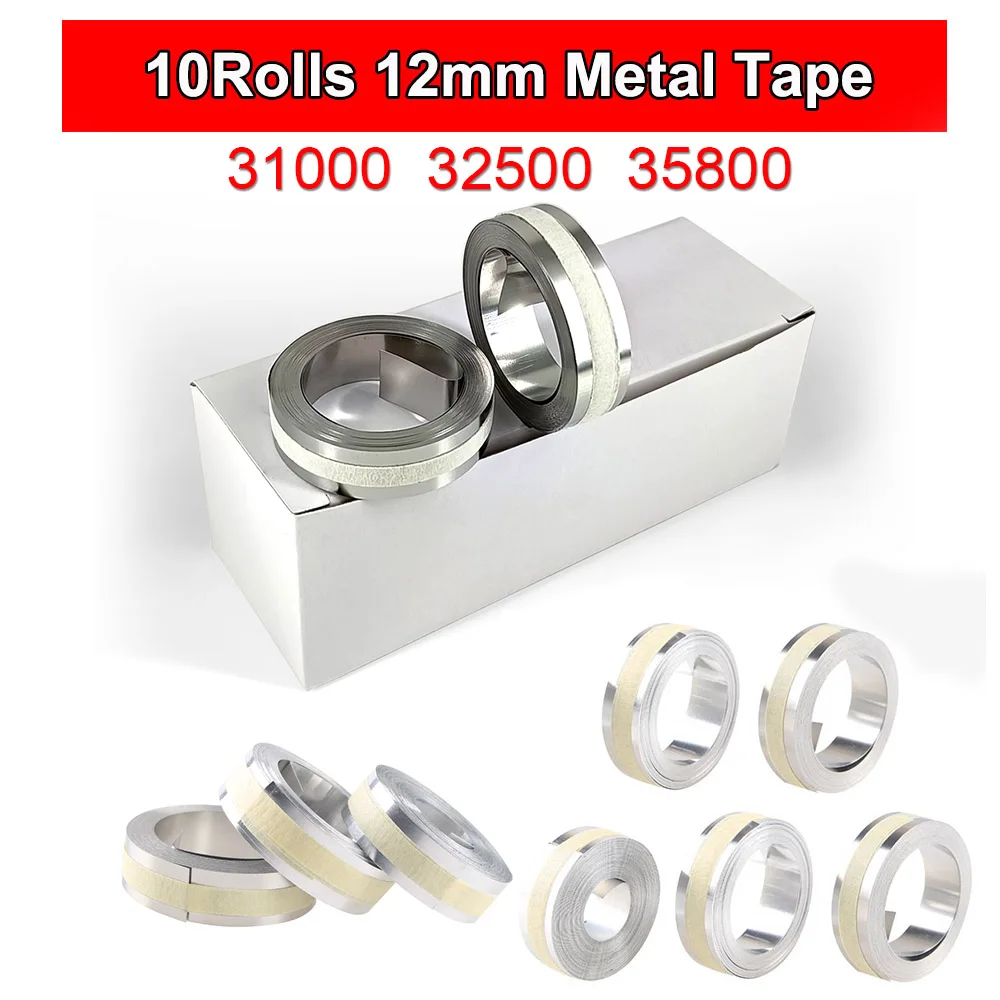 10Rolls Stainless Steel/Aluminum 12mm Metal Tape 32500 35800 31000 Non-Adhesive/Adhesive 3D Embossing tape for DYMO Rhino M1011