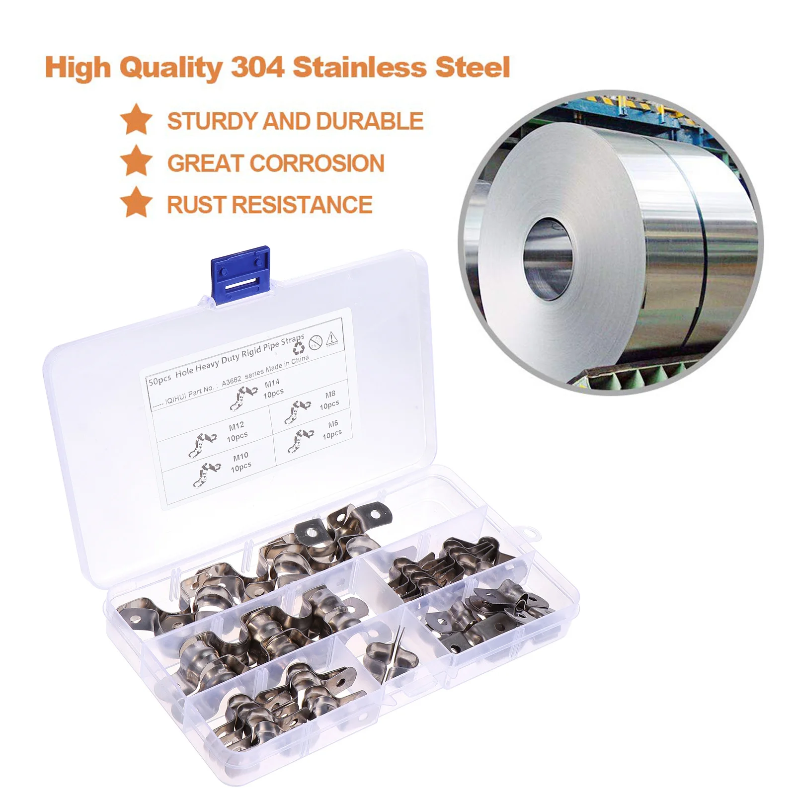 

50 шт. U-образный кронштейн, зажимы для труб, стальной зажим для U-образной трубы, жесткий крепежный кронштейн для труб для масла, воды, газопровода, опорные трубные ремни