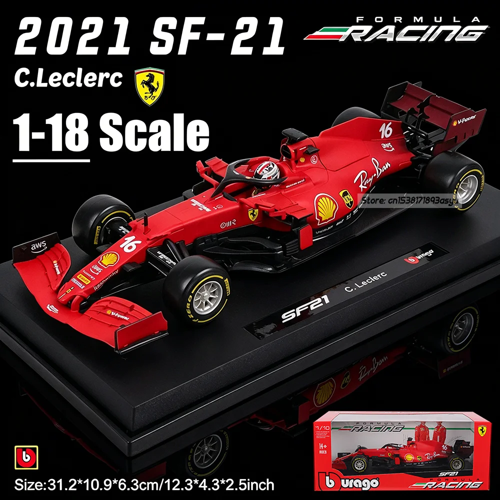 Bburago 1:18 2021 F1 Ferrari SF25 #16 Charles Leclerc Vehicles Formula 1 Alloy Toy Alloy car model Exquisite classic collectible