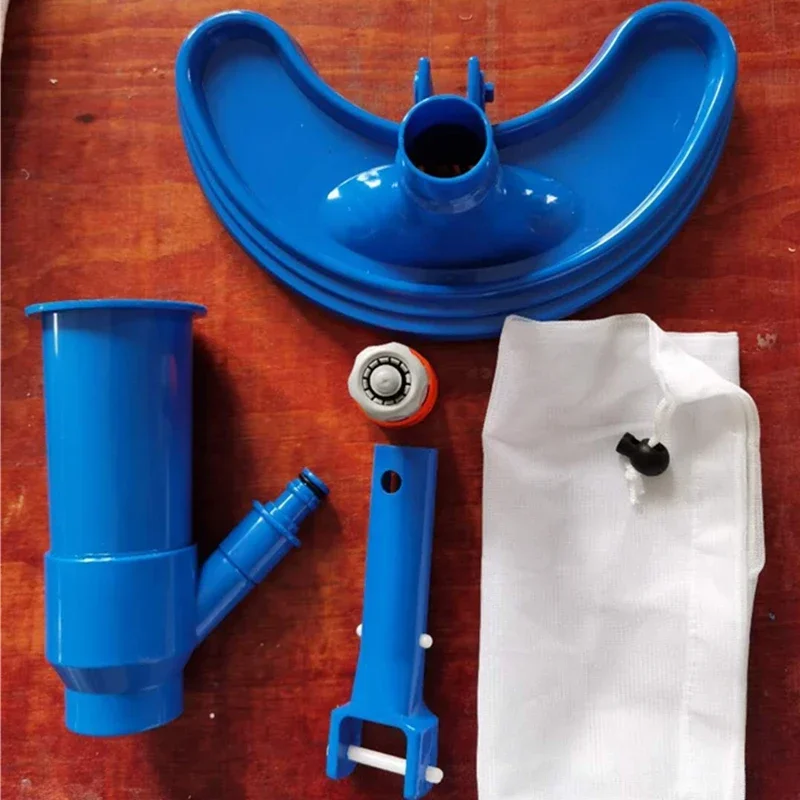 

Portable Vacuum Jet Crescent Shaped Underwater Cleaner Blue Professional Cleaning Tool with Brush Bag for Swimming Pools Pond