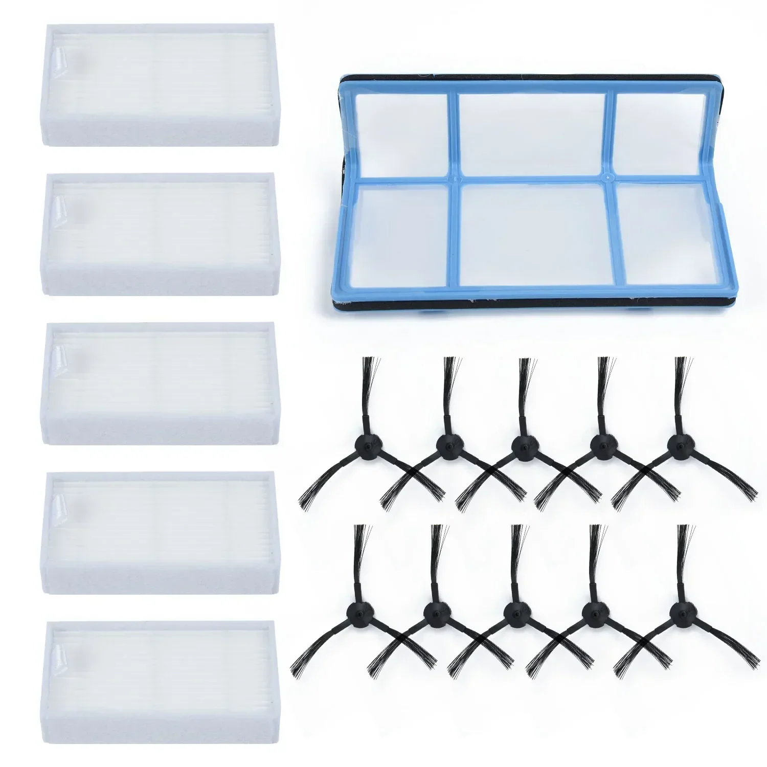 شبكة التصفية المسبقة + المرشحات + فرش جانبية لـ MD 18500 /18600 /MD18501 ملحقات استبدال قطع غيار المكنسة الكهربائية