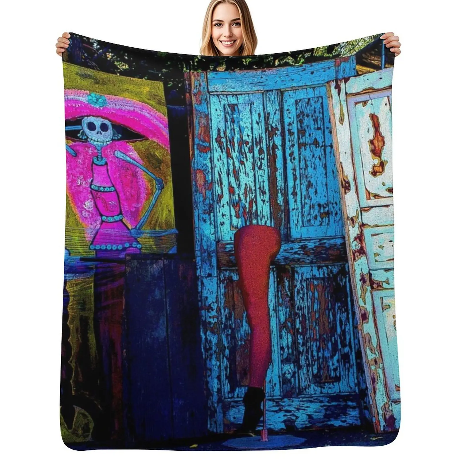 Three Doors and a Leg in Old Mesilla, N.M. Throw Blanket cosplay anime Weighted Plaid on the sofa Plaid Decorative Beds Blankets