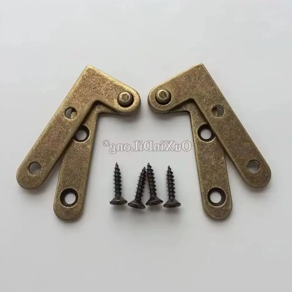 Antique 4Pairs Solid Brass Door Hinges Invisible Hidden Cabinet Door Pivot Hinges Wood Case Gift Box Hinges Install Up and Down