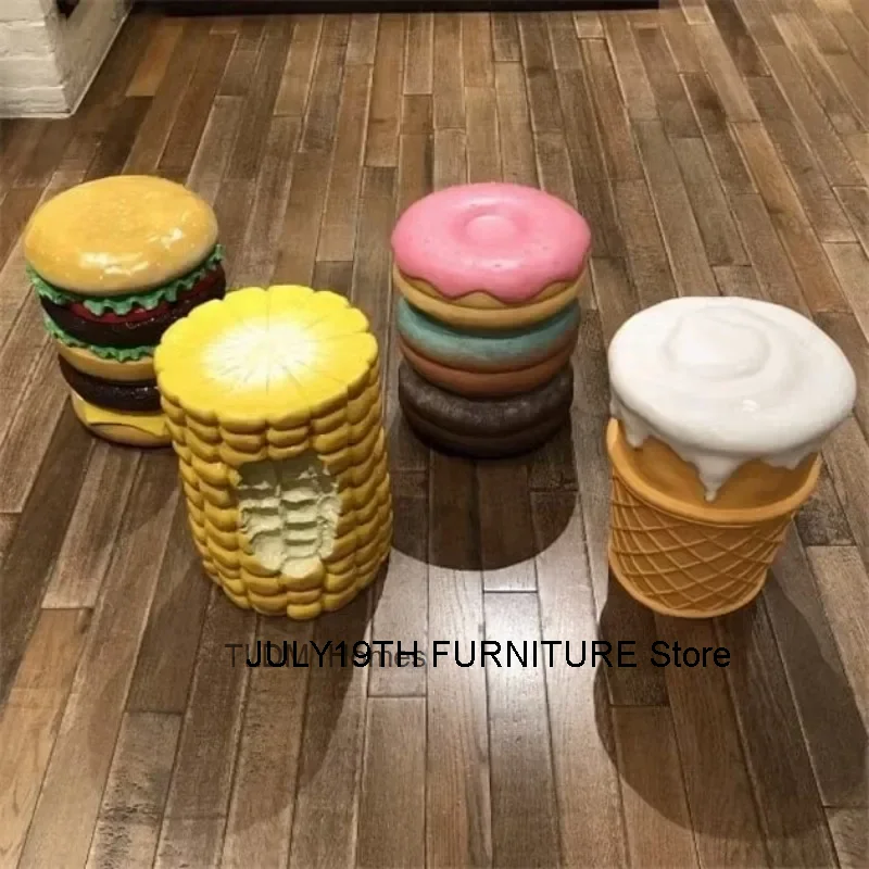 Ice cream, corn stool, trendy home burger chair, Macaron decoration, resin low stool decoration gift living room stool