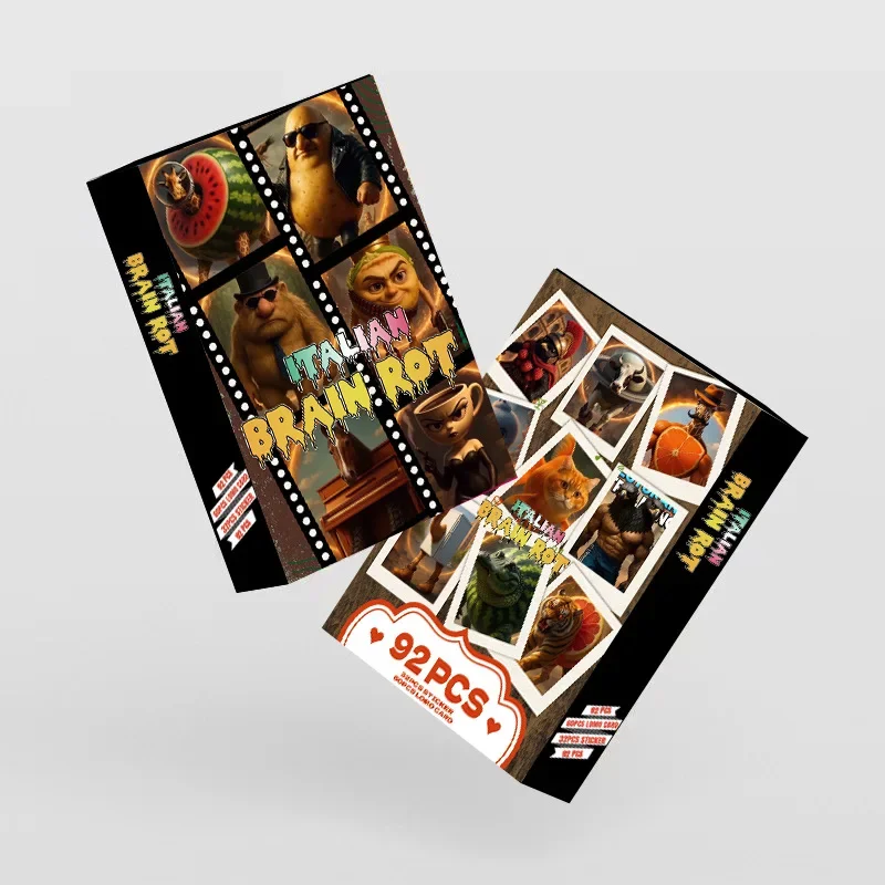 92PCS Italian Brainrot Cards with Stickers Tung Tung Tung Sahur Tralalero Tralala Game Collection Cards Classical Toys Gifts