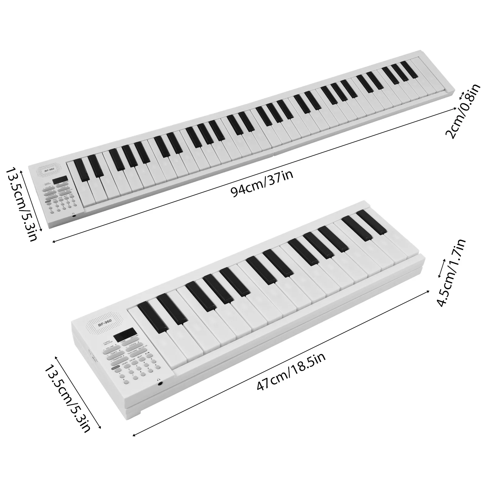 61-Key Foldable Electronic Piano Multifunctional Electronic Piano Keyboard with LED Display Built-in Rechargeable Battery