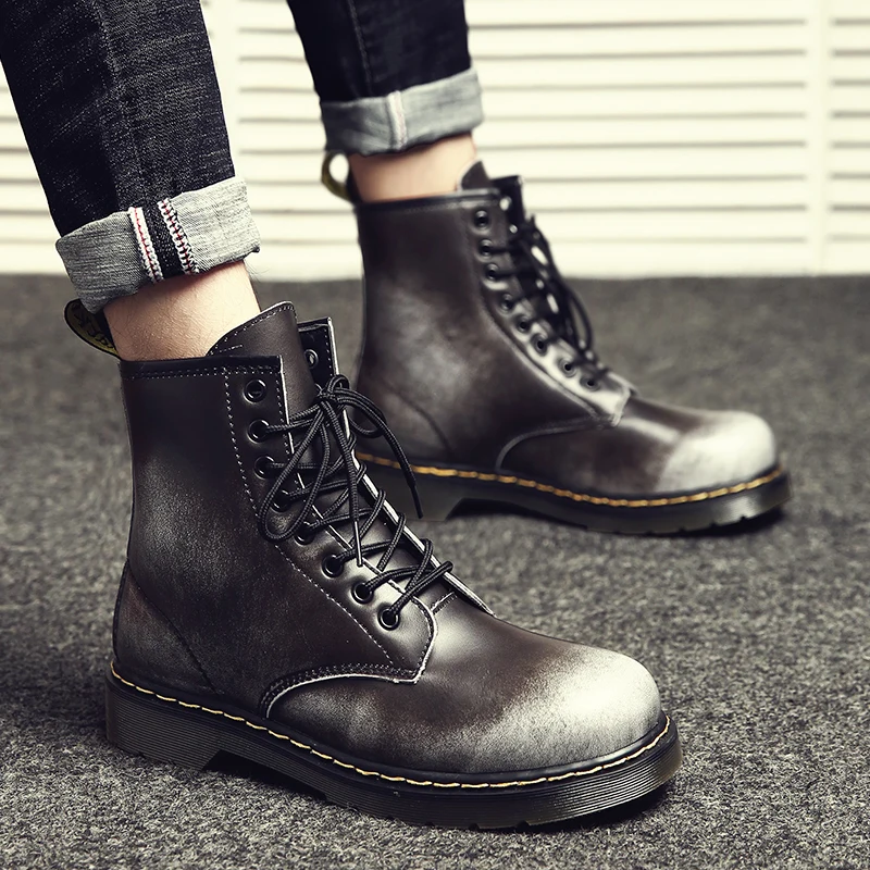 Leather Shoes For Women And Men Chelsea Boots Black Sneakers Outdoor Fashion High Top Punk Shoe Casual Street Mid-Calf Goth Boot