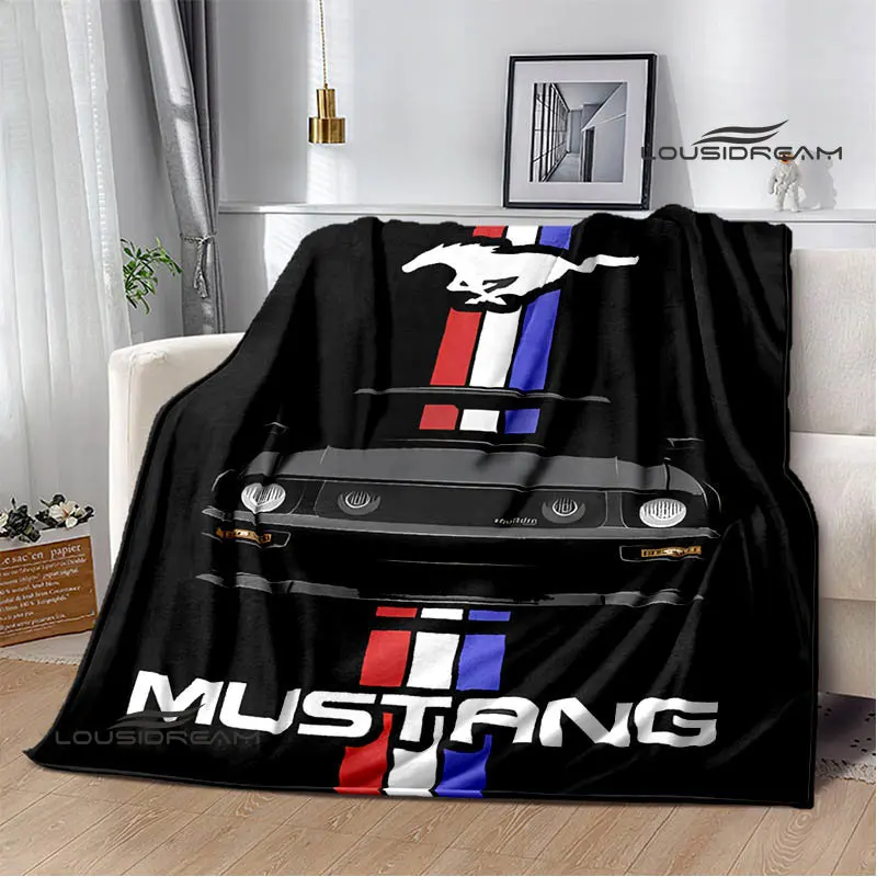 Mustang car logo printed blanket Flannel Blanket Warm blanket Home travel blanket Birthday Gifts blankets for beds