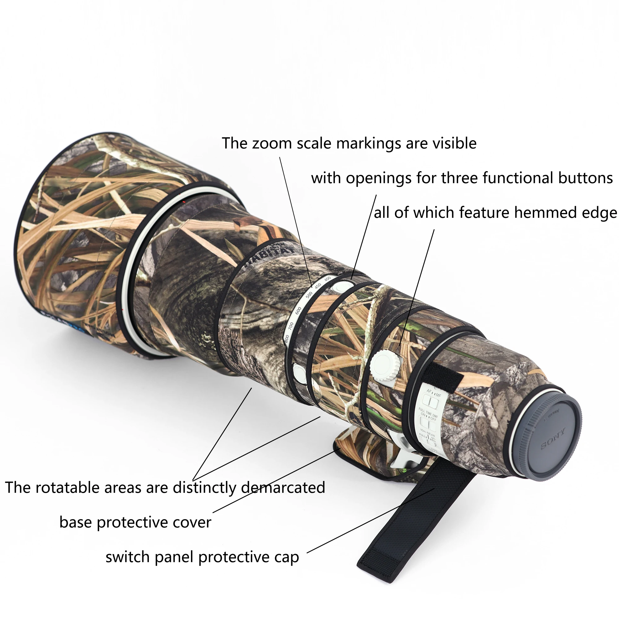 ROLANPRO Objektivmantel für Sony FE 400–800 mm F6,3–8 G OSS, wasserdichte, regensichere Objektivschutzhülle, Sony 400–800-Hülle, Regenschutz – Detail 4