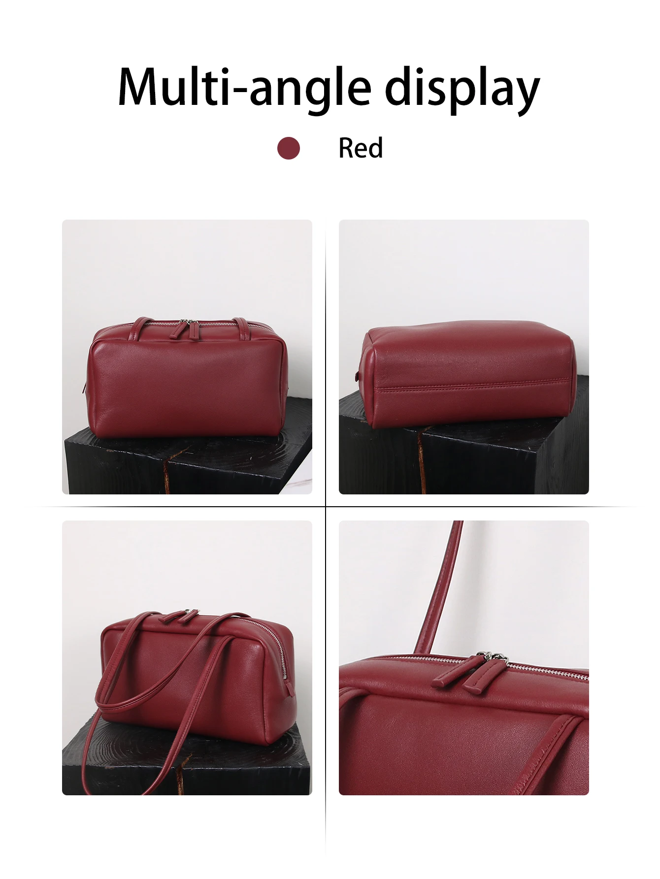 2026 Modische Neue Hochwertige Textur Oberste Schicht Schafsleder Minimalistische Retro Bowling-Tasche Leichter Luxus Boston Weiche Leder-Kissen-Tasche – Detail 5