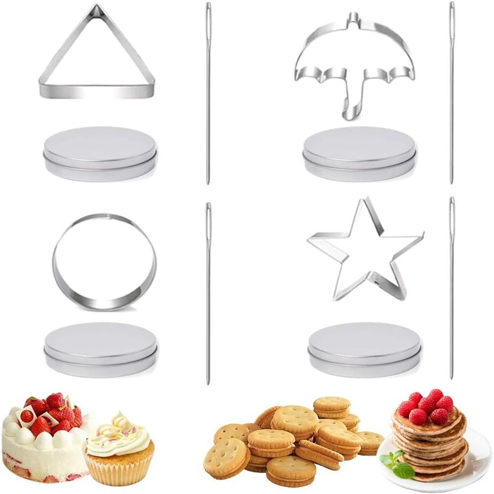 Korean Sugar Candy Making Tools Squid Sugar Player Kit Stainless Steel Cookie Cutters Sugar Cookie Umbrella Triangle Star Round