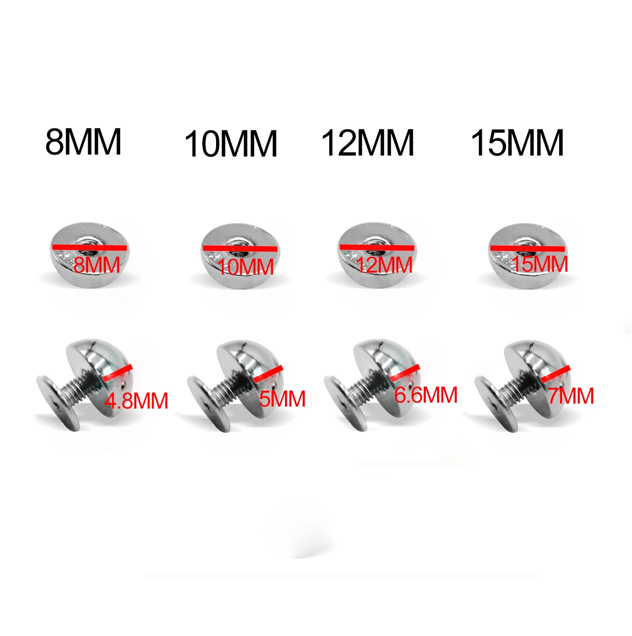 10sets Round Metal Bottom Screw for Bags 8mm 10mm 12mm 15mmMushroom Nail DIY Accessories Rivets Wear Protection  Feet