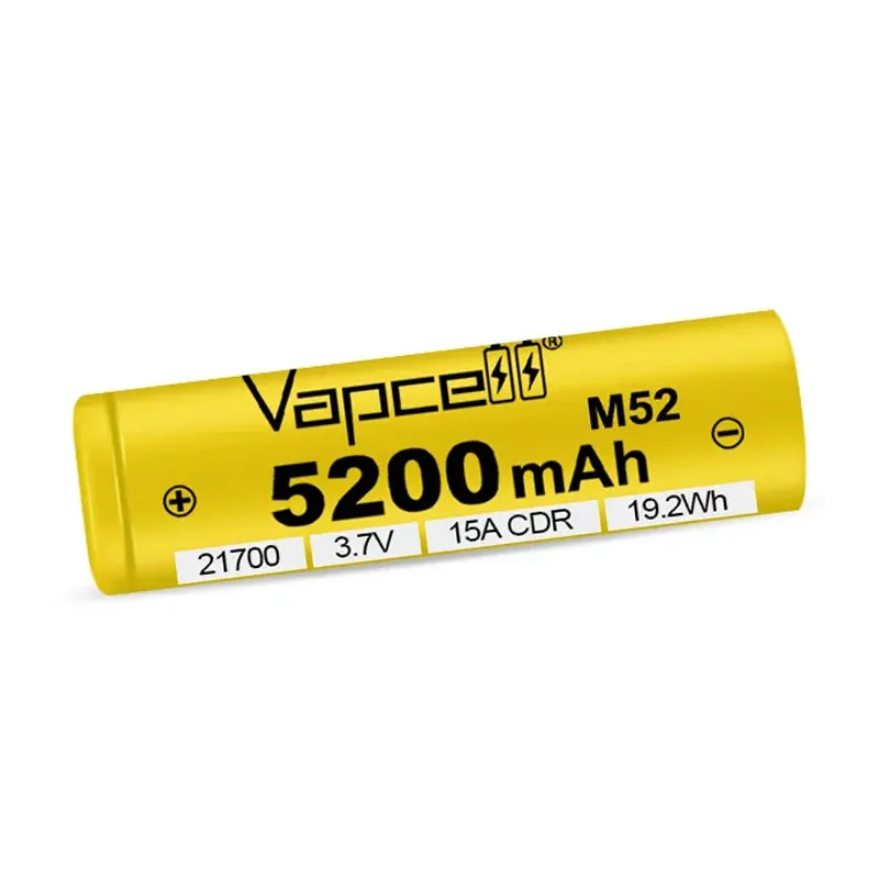 Original Vapcell M52 INR 21700 Battery 5200mAh CDR 15A 3.7V High Capacity  21700 Lithium Batteries For Toy Remote Control UAV