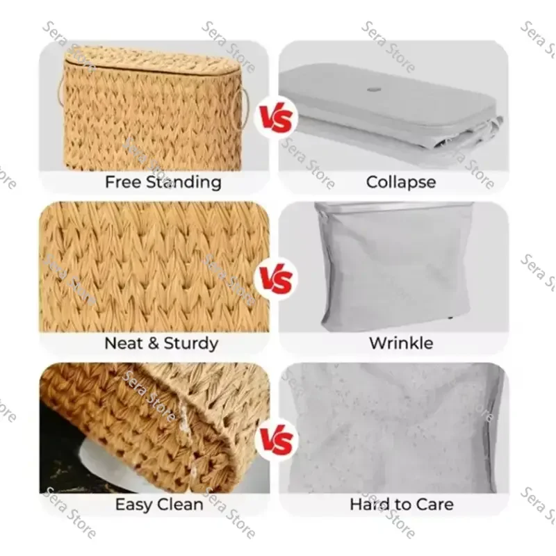 Large Vintage Woven Basket Toilet Paper Holder with Lids Storage for Home Hotel Bathroom Large Capacity