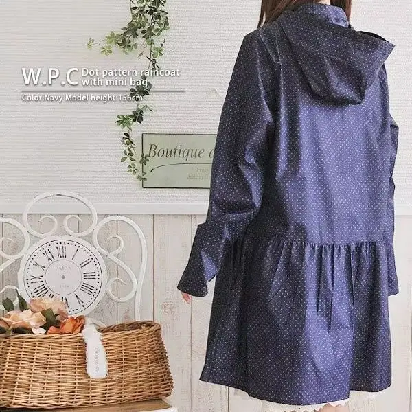 Nylon Raincoat for Women, One-Piece Poncho, Polka Dot, Outdoor Skirt, Swing, Female, Adult, Korean, Simple, Fashion