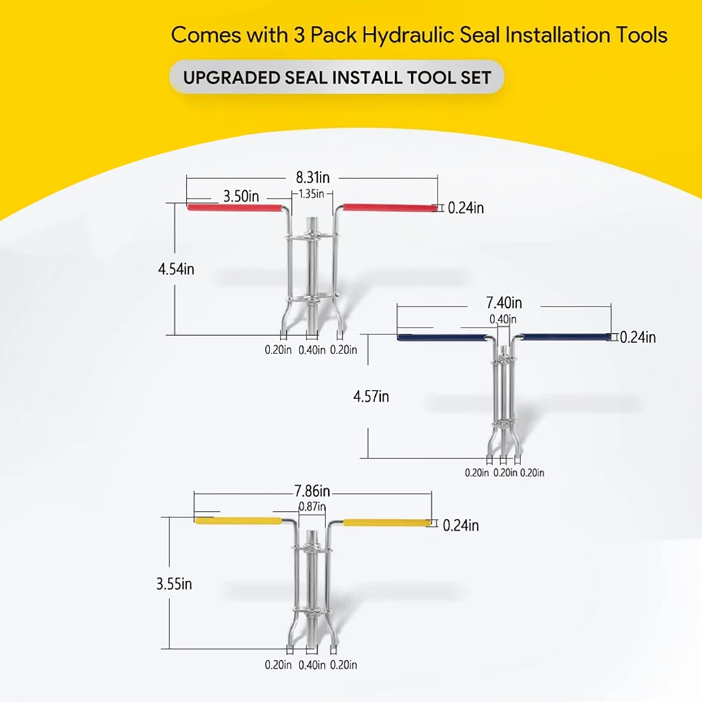 3Pcs Hydraulic Cylinder Piston Rod Stainless Steel Hydraulic Cylinder Oil Seal Installation Tool Handheld Disassembly Tools