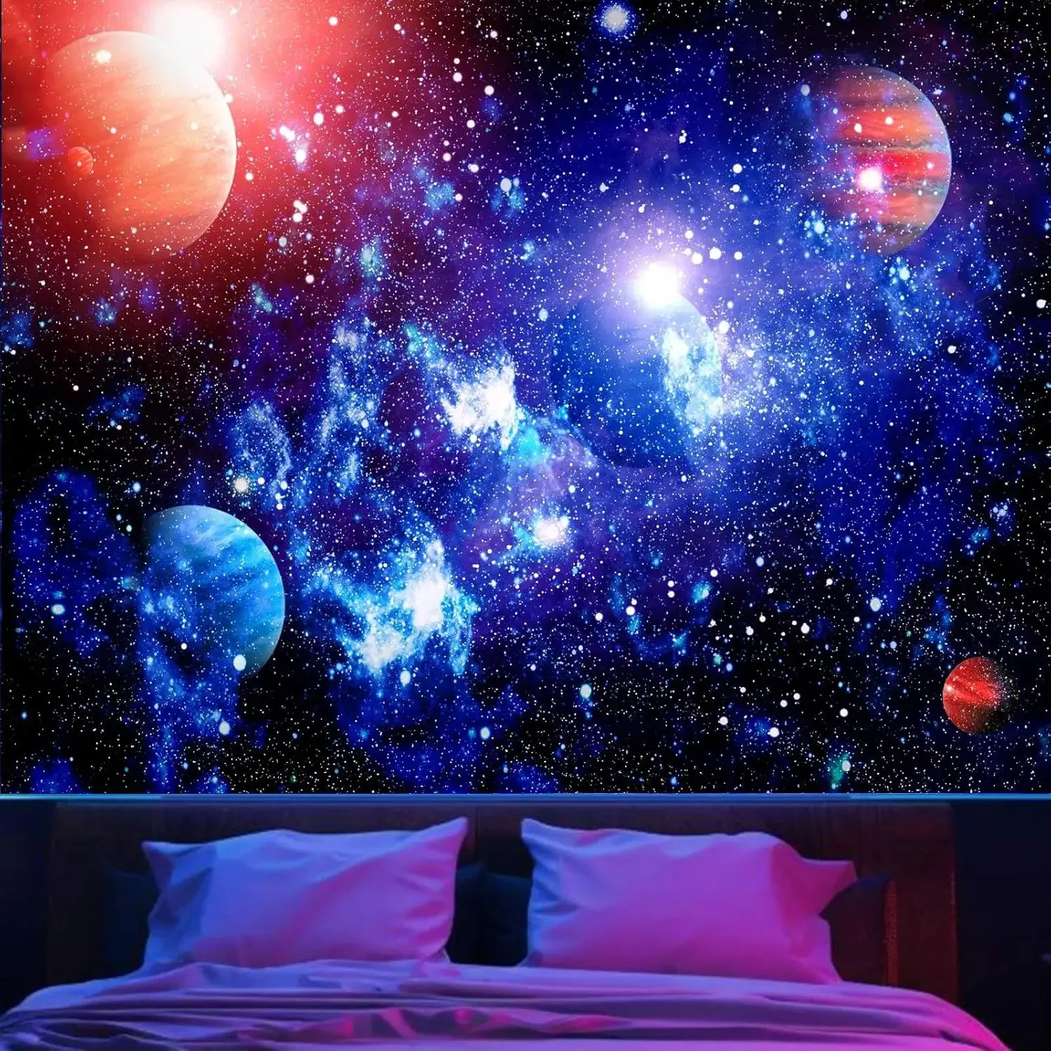 Galaxy Tapestry Space Starry Stars Tapestry Universe Mysterious Nebula Ceiling Wall Hanging Decor for Bedroom Living Room Dorm