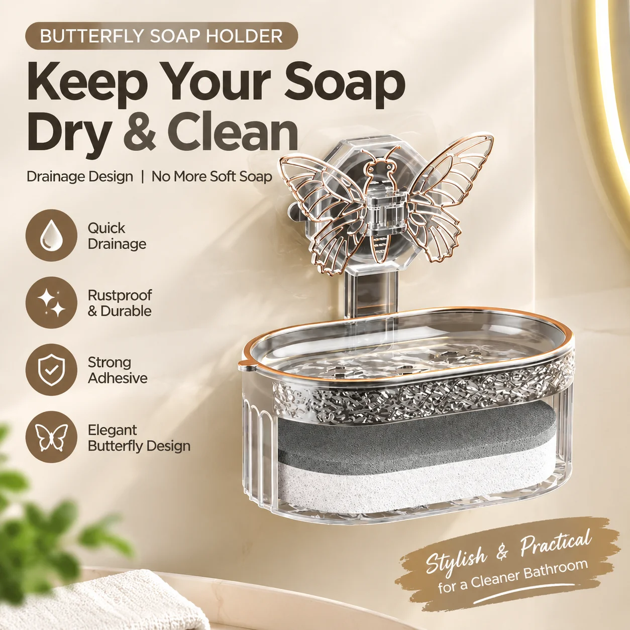 Porte-savon à ventouse Butterf - Soap Making Tray avis et prix