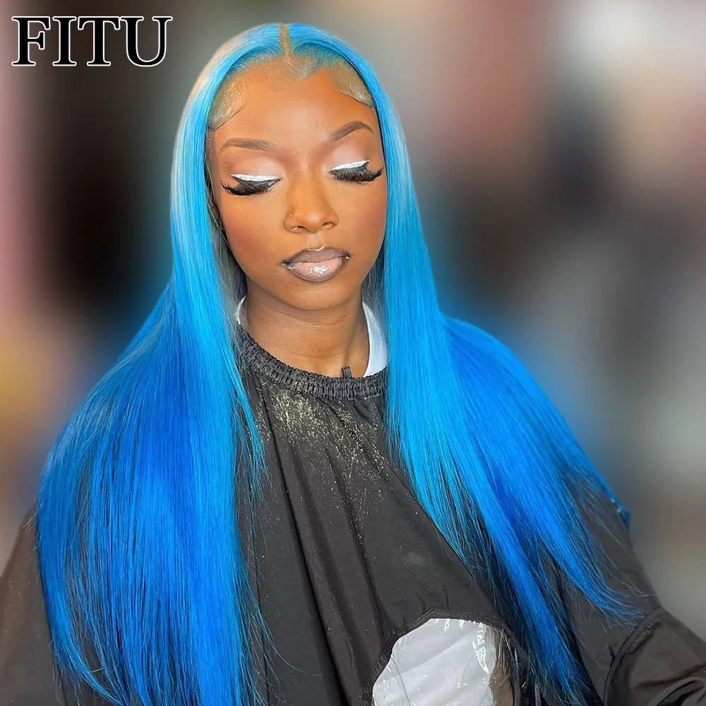 

FITU Highlight Transparent 13x6 13x4 Lace Frontal Human Hair Wig 613 Colored Plucked With Baby Hair 5x5 Lace Closure Wig