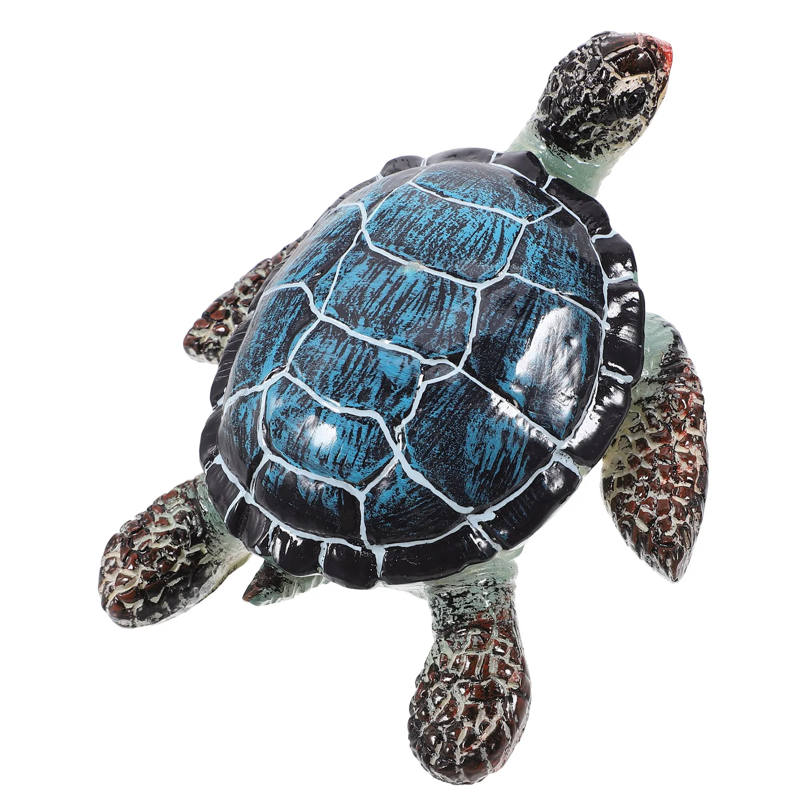 Sea Turtle Decor Small Blue Resin Sculpture Realistic Miniature Coastal Display Home Garden Statue Simulation Marine Turtle