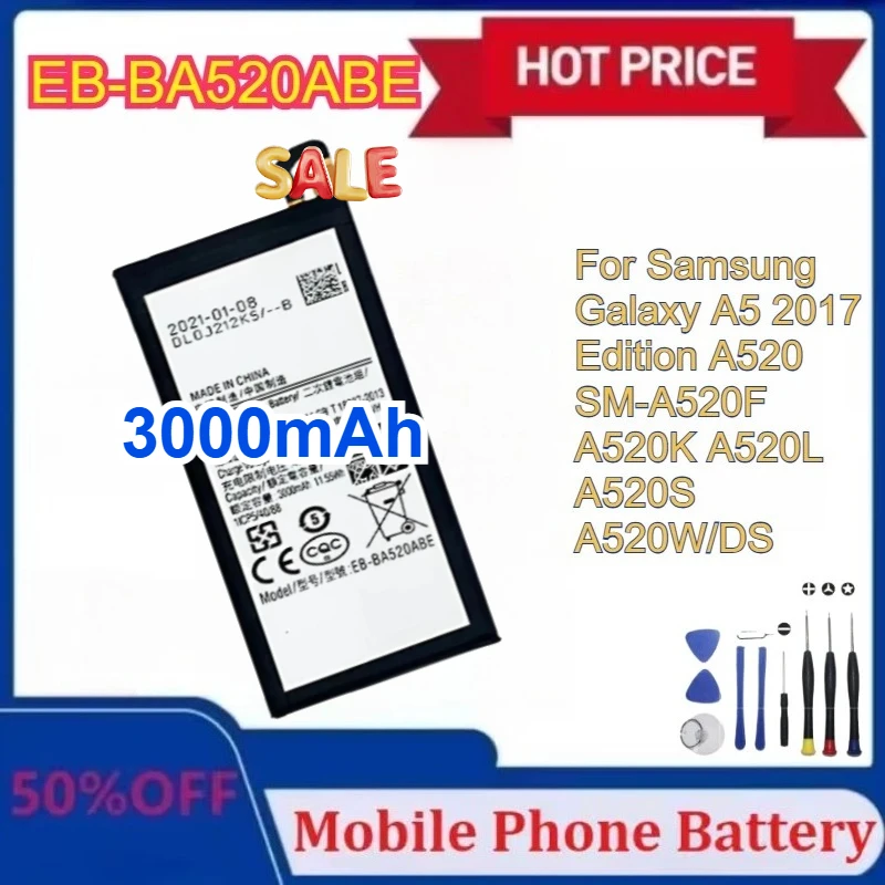 

Новый аккумулятор EB-BA520ABE 3000 мАч для Samsung Galaxy A5 2017 Edition A520 SM-A520F A520K A520L A520S A520W/DS