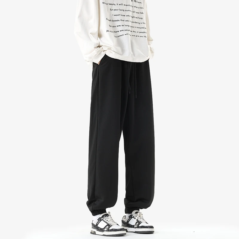 

Spring Grey Sports Pants Men Fashion Straight Casual Pants Men Streetwear Loose Black Sweatpants Mens Joggers Trousers S-3XL