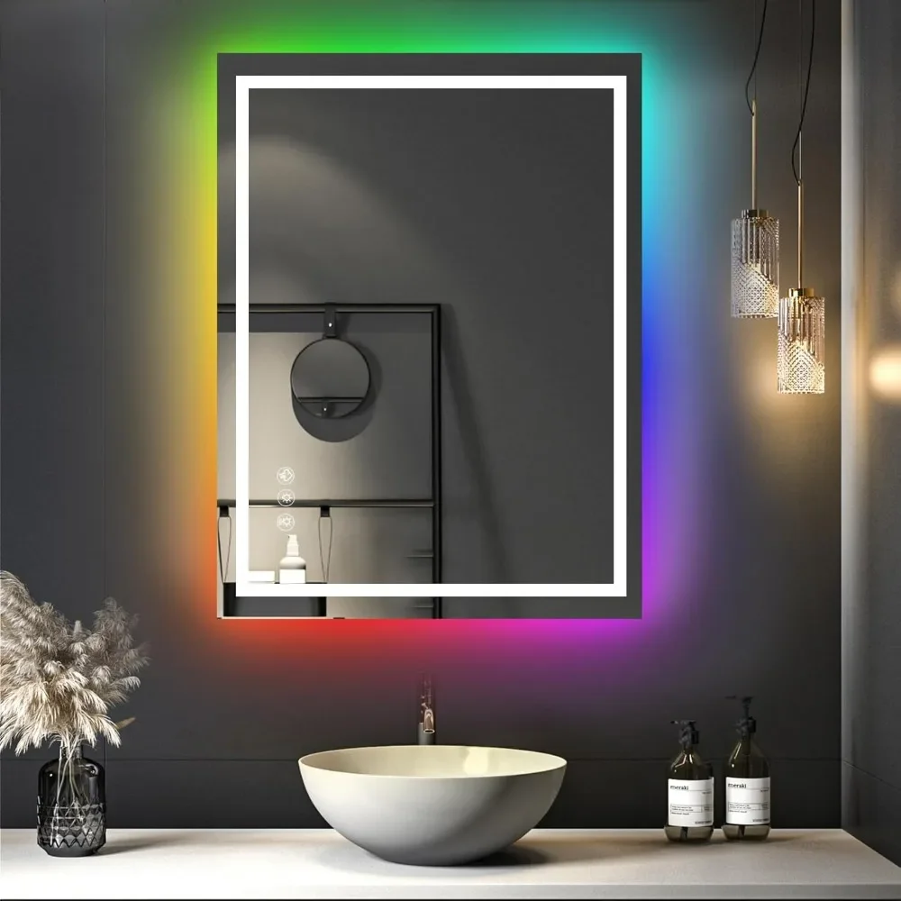 

36x48 RGB LED Bathroom Mirror with Lights, Backlit, Shatter-Proof Lighted Vanity Mirror for Wall, Memory Function