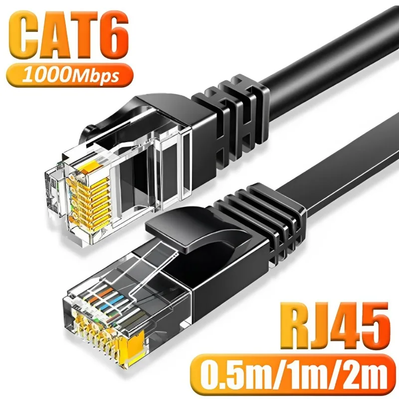 

Ethernet-кабель Cat 6 RJ45, экранированная сеть, 0,5 м/1 м/2 м, Ethernet-кабель, плоский, высокоскоростной, 1000 Мбит/с, интернет-сетевой шнур Cat6 RJ45