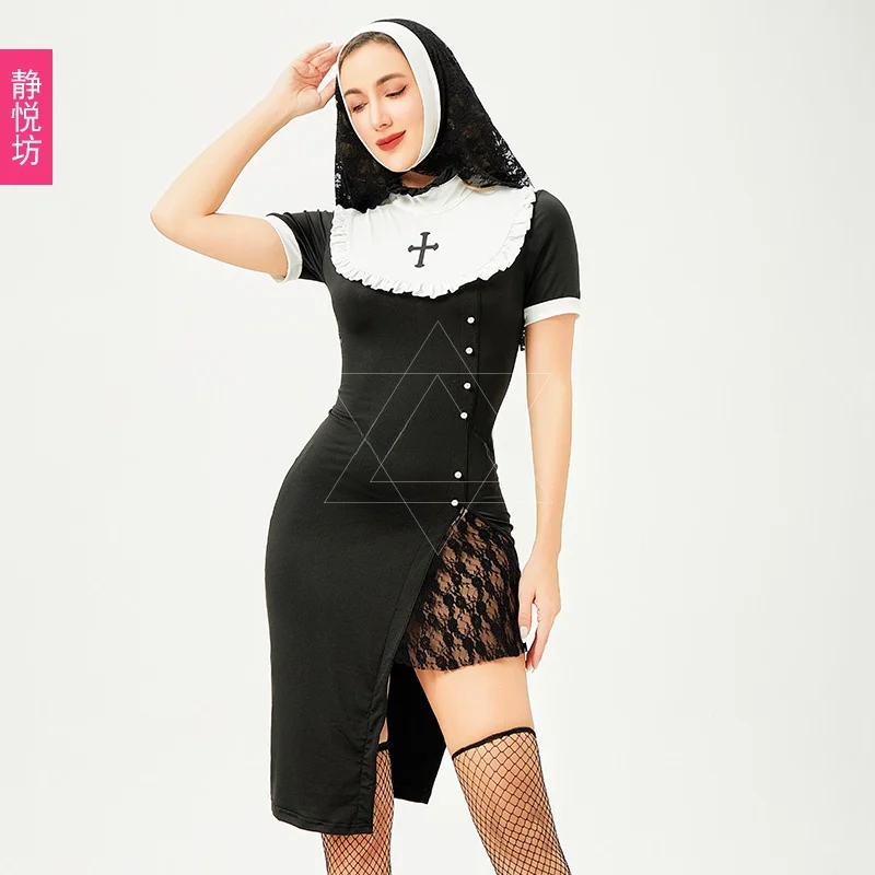 Costume da spettacolo sexy loween Bar Girl up Suora di grandi dimensioni Infermiera orm Gogo Stage Wear Cosplay Lungo Dr