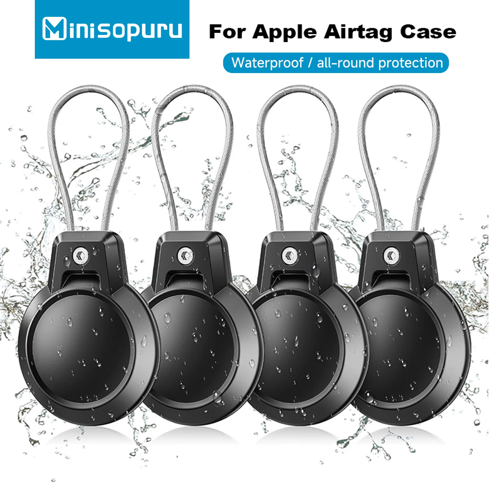 

Minisopuru Airtag Holder for Apple Airtag Case with Wire Cable Waterproof Airtags Keychain Protective Cover for Luggage Backpack