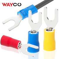 50PCS Fork Crimp Terminal M4/M5/M6 Spade Plugs Pre-insulated Ferrules Lugs For Splice Electricals Cable Wire End Connectors