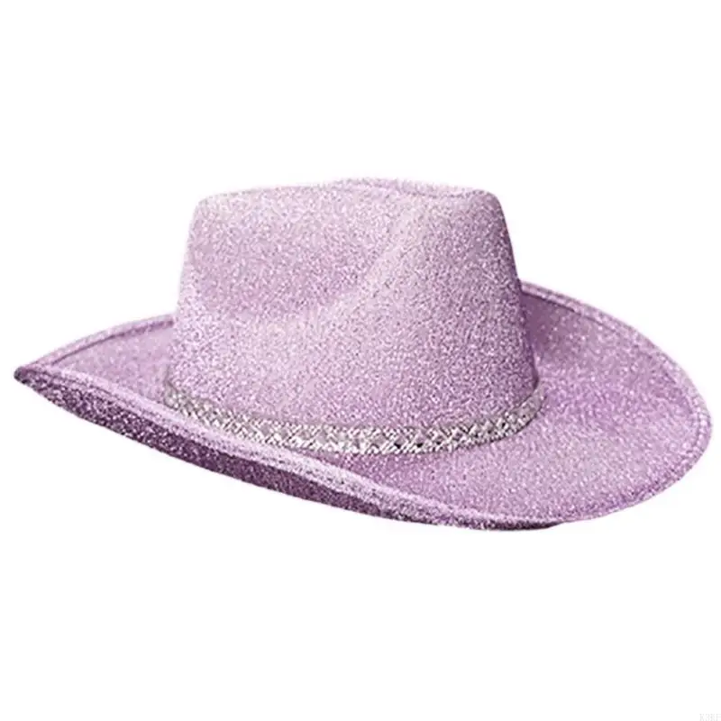 K3KF التسلق قبعة رعاة البقر الغربية نوع الترتر قبعة القبعات فيدورا ورأى كاوبوي الجاز قبعة ملحق واسعة منحني الترتر حافة