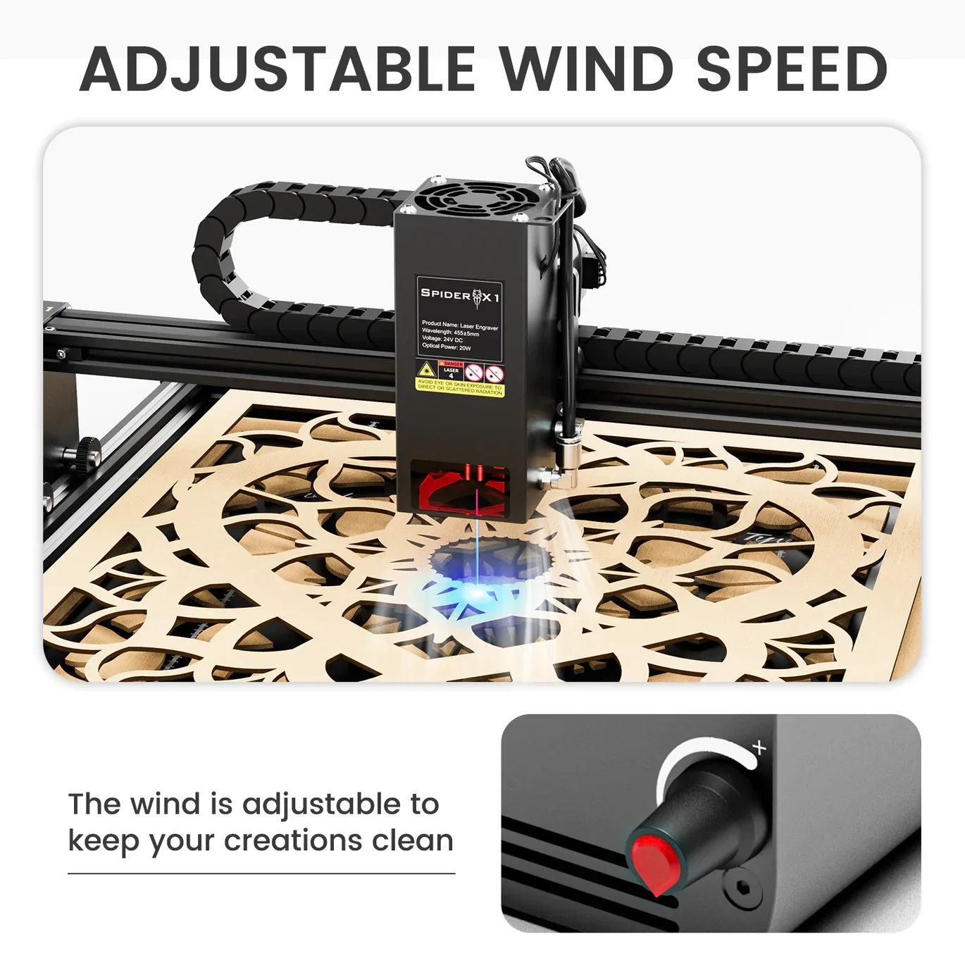 Tyvok New Air Assisted Laser Engraving Machine Adjustable Wind Speed Accessories Keep Laser Cutter Clean Air Assist Pro