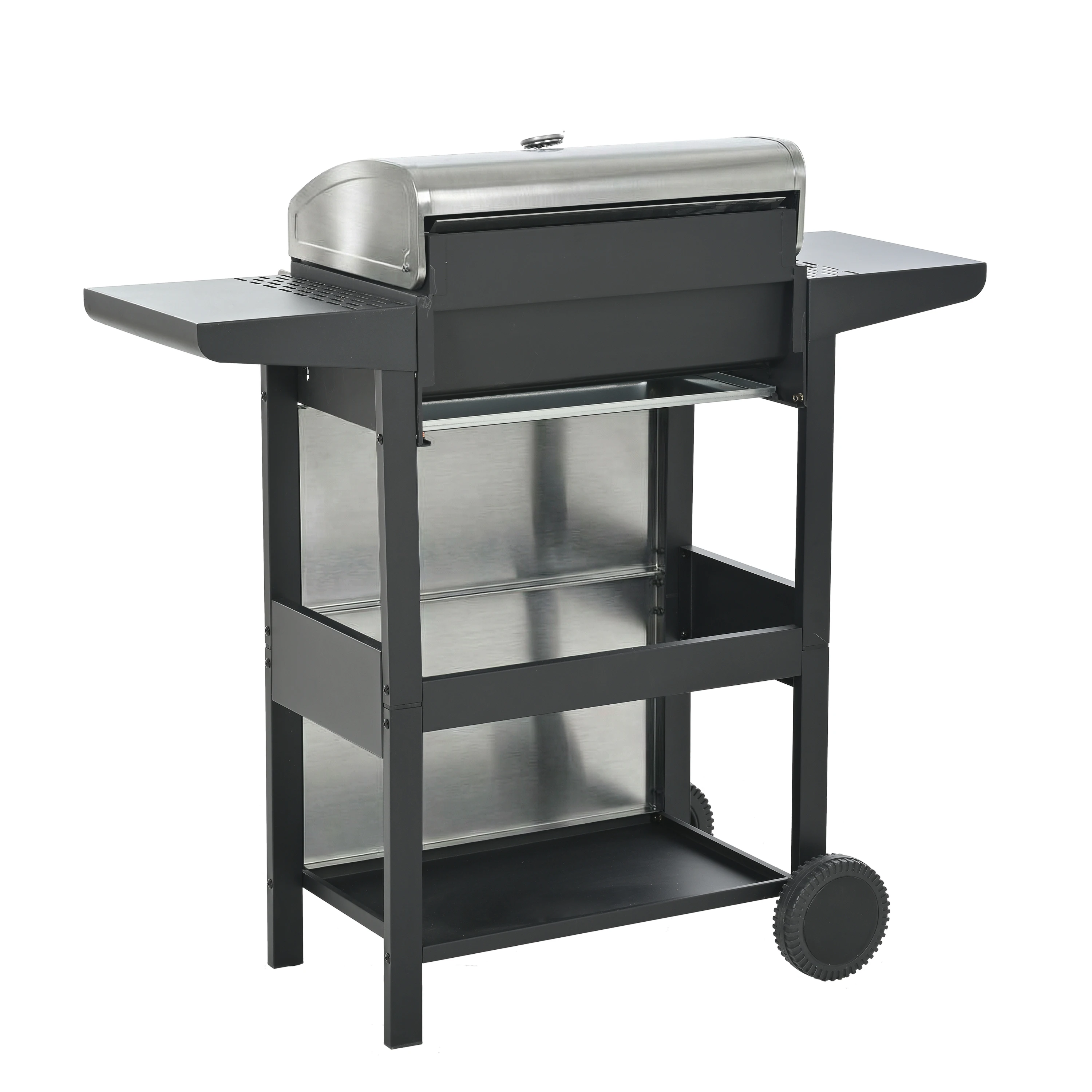 Outdoor 3 Burner Propane Gas Grill, Stainless Steel Freestanding BBQ Barbecue Grill with Side Shelves, Wheels & Storage Cabinet for Backyard Garden Camping
