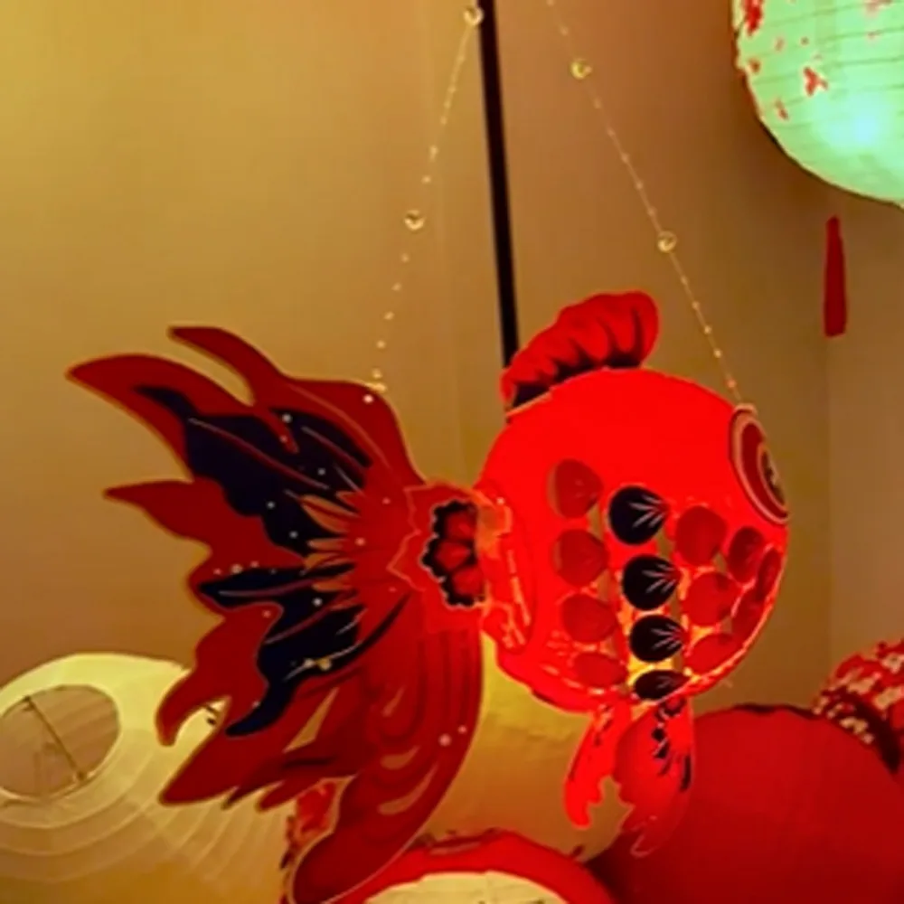 Fish-Shaped Mid-Autumn Festival Fish Lantern Handmade Material Package Handheld Fish Lantern Blessings Good Luck