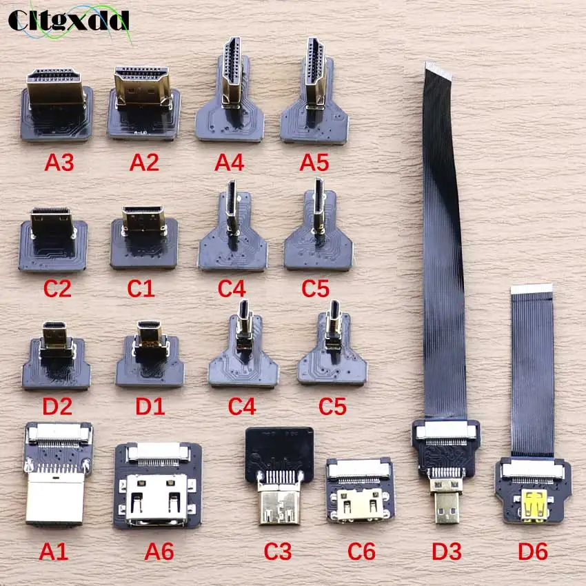 Micro Mini HDMI-Compatible DIY L-Shaped Elbow Male Plug Adapter For DJI HD MI FPV Connector FPC 20Pin Flat Ribbon Flexible Cable