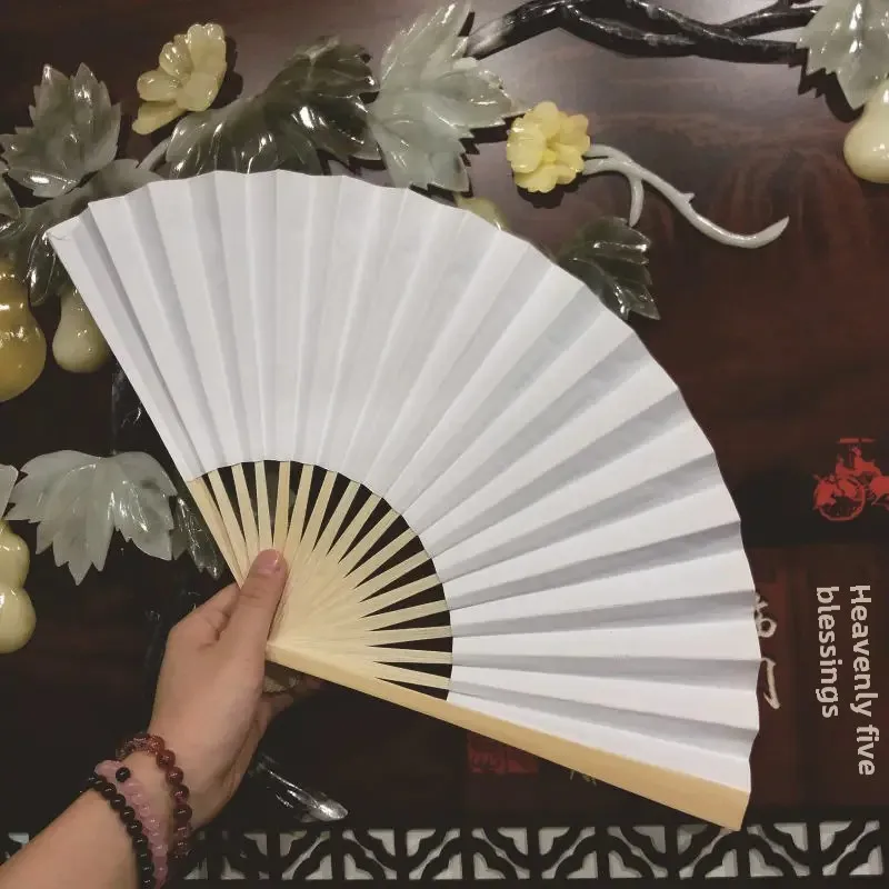 10-Inch White Double-Sided Paper Fan For Men DIY Drawing Student Advertising Fan With Free Shipping