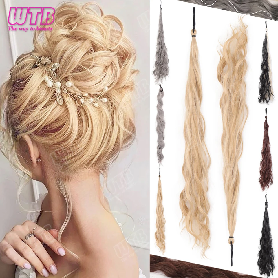 

Wrapped Hair Tie Synthetic Hair Band Style Long Curly Hair Tie Ponytail Wig Suitable for Women to Add Hair Volume Style Itself