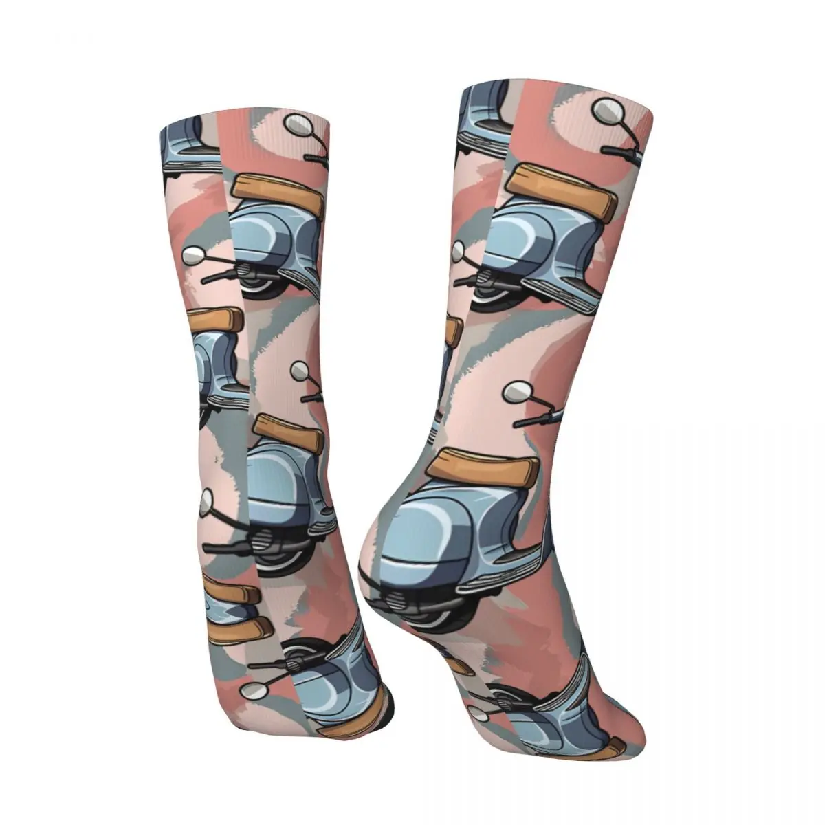 Crazy compression Funny Sock for Men Harajuku V-Vespa Seamless Pattern Crew Sock Novelty