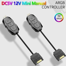 DC5V 12V 3PIN 4PIN Taśma świetlna LED Przycisk Wbudowany mini kontroler ręczny ARGB RGB SATA Port zasilania dla hosta komputera