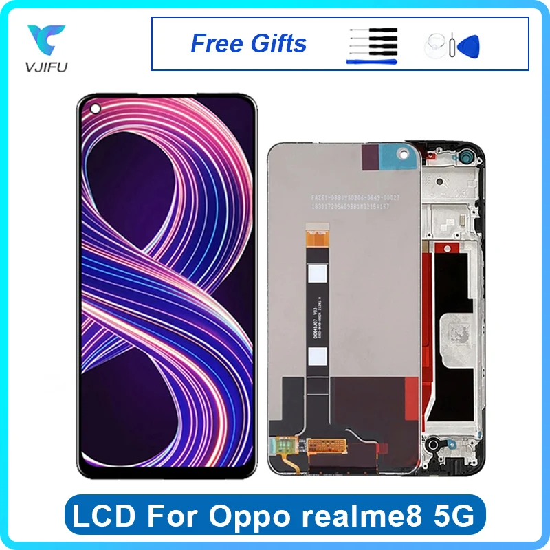 Display LCD For Oppo realme 8 5G RMX3241 Touch Screen Digitizer Assembly Replacement with Free Repair Screwdriver Tools and Glue