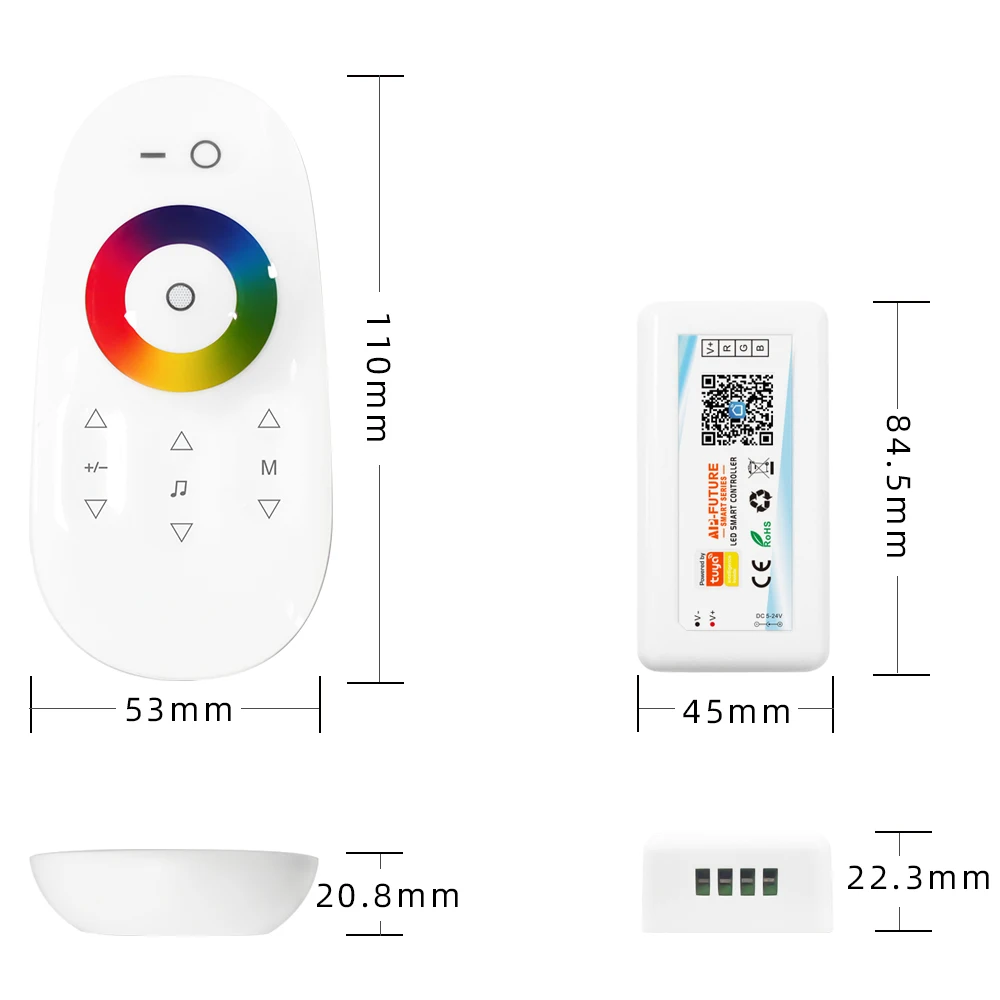 LED Light Strip Controller Alexa Google Speaker Tuya WiFi Smart APP Dimmer CCT RGB COB 2835 5050 12V24V Miboxer SP107E 2.4G RF