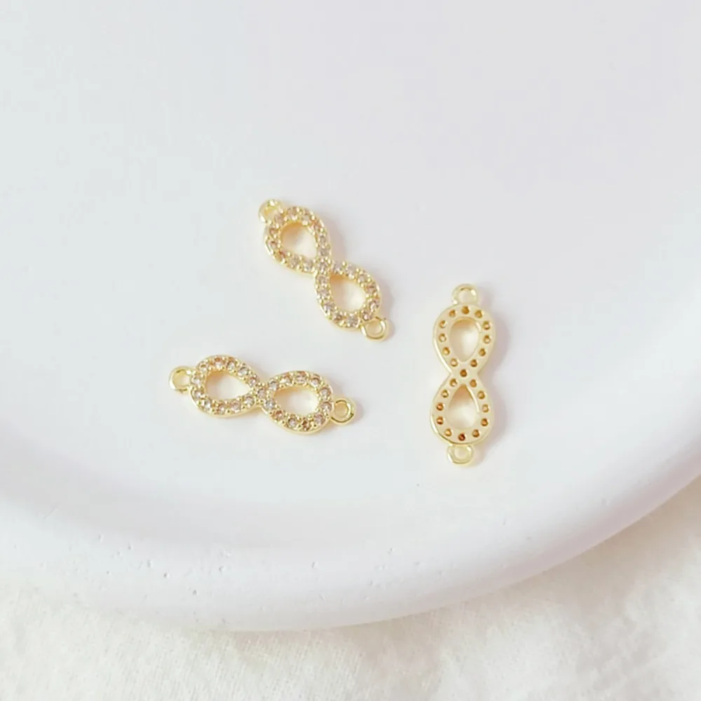 إكسسوار قلادة مزدوجة مستديرة مطلية بالذهب عيار 14 قيراط ومرصعة بالزركونيوم على شكل قلب 8 أشكال، تم توصيلها يدويًا بنفسك #5