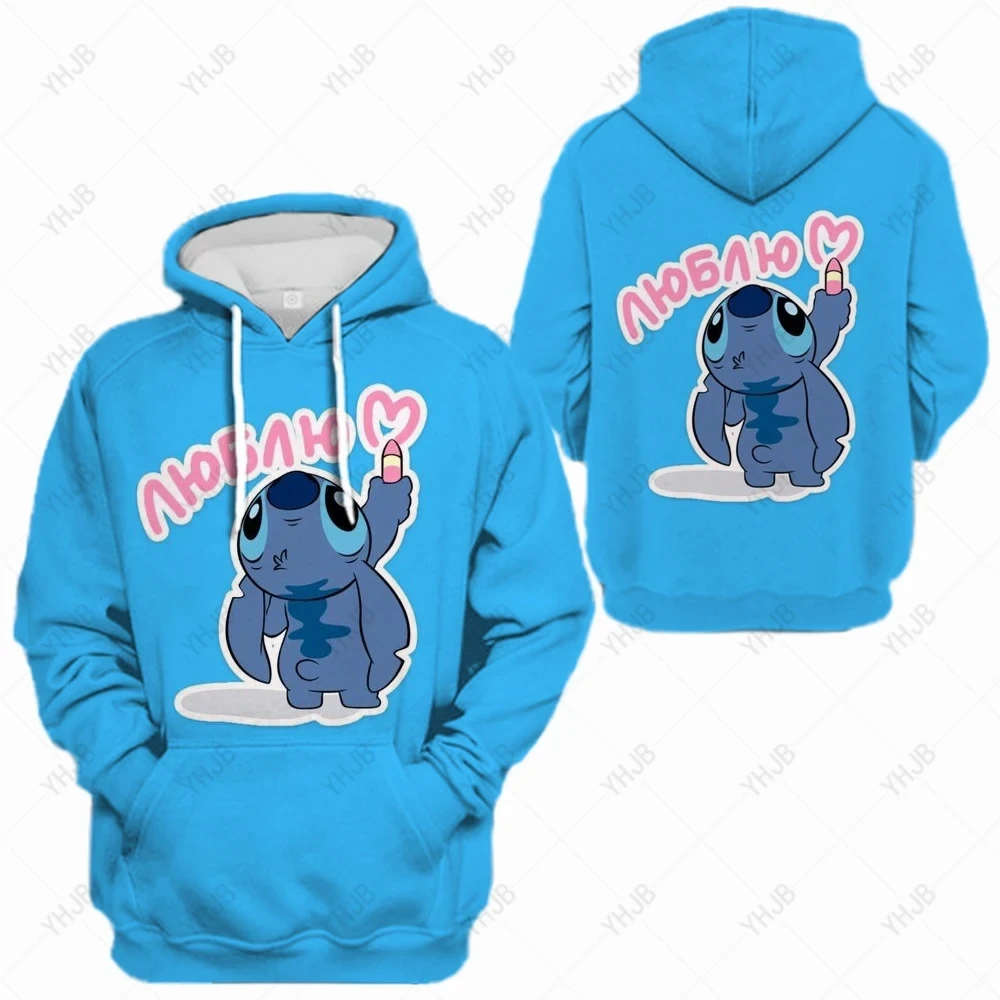 Disney Stitch Print Hoodie für Frauen, lässige Harajuku Kleidung, lange Ärmel, weibliche Hoodies, Herbst und Winter